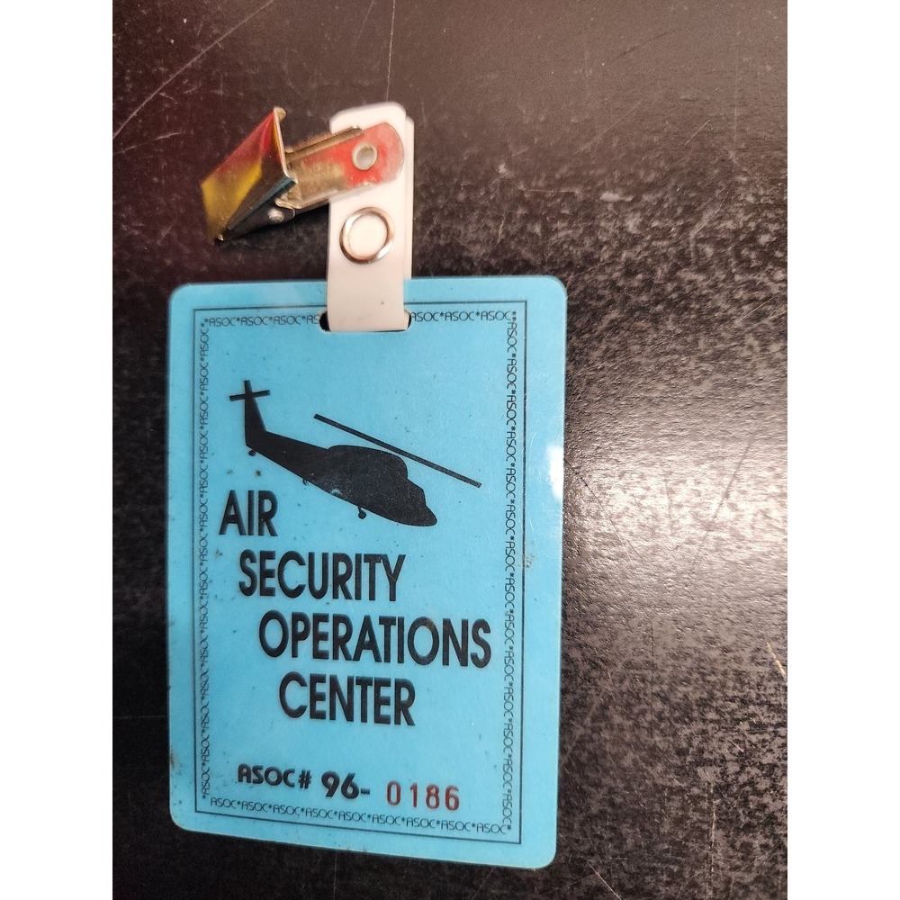 Vintage 1996 ASOC Air Security Operations Center Pass ID Badge Aviation